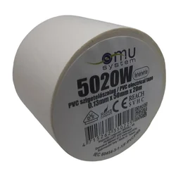 Plata balta liesmu slāpējoša PVC izolācijas lente 20m x 50mm
