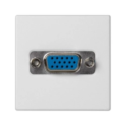 Plate K45 VGA connectors (D-Sub 15) 45x45mm + insert, screw terminals, white