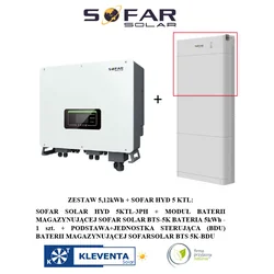 Πλήρες υβριδικό σετ SOFAR HYD 5KTL+magazyn ενέργειας BTS E5-DS5 5,12kWh+BDU