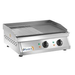 Płyta grillowa elektryczna 1/2 gładka 1/2 ryflowana 6000W | Amitek 6050009