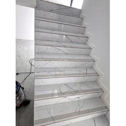 Polished stair tread tile Marmo Thassos White 100x30 GLOSS