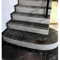 Polished tiles for stairs - veins BLACK MARBLE 120x30 high gloss