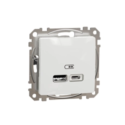 Porta de carregamento USB A+C 2,4A, DESIGN SEDNA branco