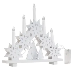 Portavelas navideño de madera LED blanco 371720