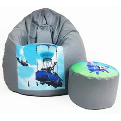 Pouf fauteuil Lama, gris