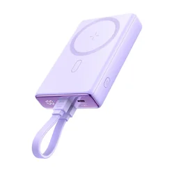 Power bank magnético 10000mAh 20W con soporte + cable Lightning - USB-C morado