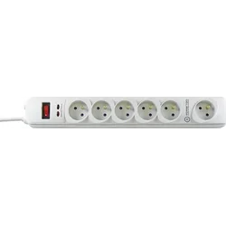 Powerton power strip 6 sockets 3 m white