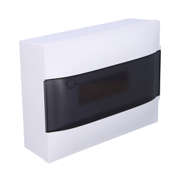 PRACTIBOX S felületre szerelhető elosztótábla 1x12 átlátszó ajtó
