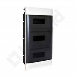 PRACTIBOX S uppoasennettava jakelulaatikko 3x12 läpinäkyvä ovi, kiinteälle seinälle (36 modulaarinen)