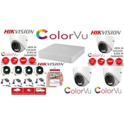 Profesionali Hikvision Color Vu stebėjimo sistema 4 kameros 5MP IR20m, DVR 4 kanalai, visi priedai