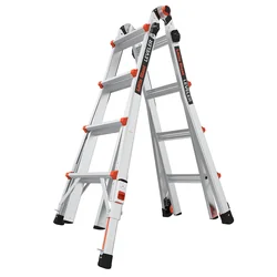 Profesionalna aluminijasta lestev, mali orjaški lestveni sistemi, 4 x 4 stopnice - Nivelir M17, 5 in 1, izravnalne noge