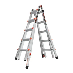 Profesionalna aluminijasta lestev, mali orjaški lestveni sistemi, 4 x 5 stopnice - Nivelir M22, 5 in 1, izravnalne noge