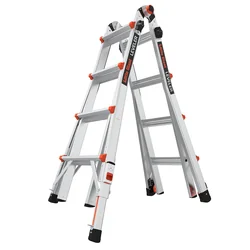 Profesionálny hliníkový rebrík, systémy Little Giant Ladder, 4 x 4 schodíky – vyrovnávač M17, 5 v 1, vyrovnávacích nohách