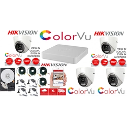 Profesjonalny system monitoringu Hikvision Color Vu 4 kamery 5MP IR20m, DVR 4 kanały, pełne akcesoria i dysk twardy