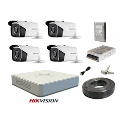 Professional system kit 4 FULL HD surveillance cameras 40 m IR HIKVISION complete, lens 2.8mm+ accessories + hard 1TB+CADOU UPS WELL