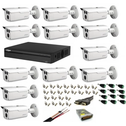 Professional video surveillance system with 12 Dahua 2MP HDCVI IR 80m cameras, with all accessories, live internet