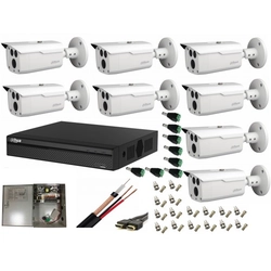 Professional video surveillance system with 8 Dahua cameras 2MP HDCVI IR 80m, full accessories source with backup (battery)