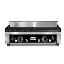 Professionele gegroefde/gladde grillplaat - 52 x 24 cm - 2 onafhankelijke verwarmingszones - GMG GP5530EG