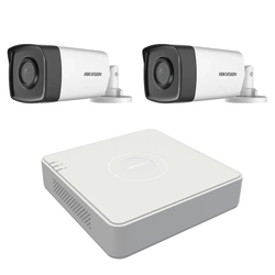 Professionelt udendørs videoovervågningssystem 2 Hikvision Turbo HD 80m IR- og 40m IR-kameraer, DVR 4-kanaler