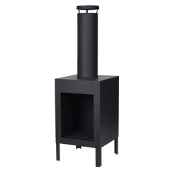 ProGarden Fireplace with chimney, 100 cm, black