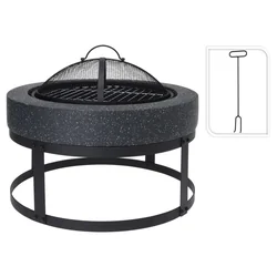 ProGarden Pejs med grill, rund, 50,5x50,5x37 cm, sort