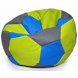 Puf fotbal 65cm gri lime și albastru