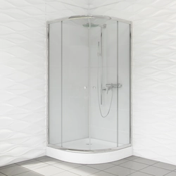Půlkruhová sprchová kabina Duso 90x90x184 - průhledné sklo + sprchová vanička