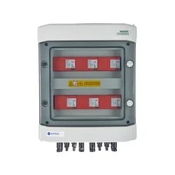 PV elektrikilbi ühendusAlalisvoolu hermeetiline IP65 EMITER alalispingepiirikuga Dehn 1000V tüüp 1+2, 6x PV-ahel, 6x MPPT