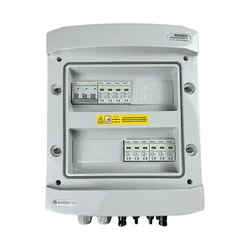 PV elektrikilbi ühendusDCAC hermeetiline IP65 EMITER alalispingepiirikuga Noark 1000V tüüp 2, 2 x PV string, 2 x MPPT // piir.AC Dehn tüüp 2, 20A 3-F