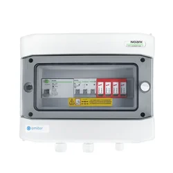PV switchboard connectionAC hermetic IP65 EMITER with AC surge arrester Dehn type 2, 40A 3-F, RCD type A 40A/300mA