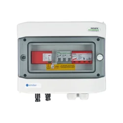 PV switchboard connectionDCAC hermetic IP65 EMITER with DC surge arrester Dehn 1000V type 1+2, 1 x PV chain, 1 x MPPT // limit.AC Dehn type 1+2, 10A 3-F
