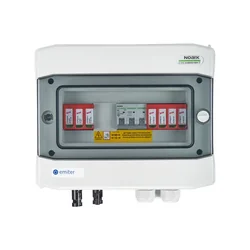 PV switchboard connectionDCAC hermetic IP65 EMITER with DC surge arrester Dehn 1000V type 2, 1 x PV chain, 1 x MPPT // limit.AC Dehn type 2, 10A 3-F