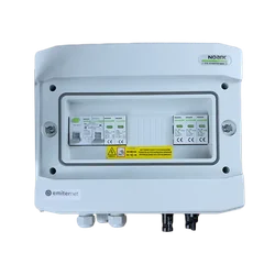 PV switchboard connectionDCAC hermetic IP65 EMITER with DC surge arrester Noark 1000V type 2, 2 x PV chain, 2 x MPPT // limit.AC Noark type 2, 20A 1-F