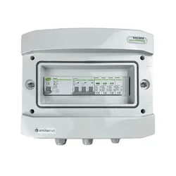 PV tavle tilslutningAC hermetisk IP65 EMITER med AC overspændingsafleder Noark type 1+2, 25A 3-F, RCD type A 40A/300mA