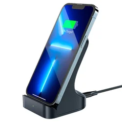 Qi 15W wireless inductive charger + gray phone stand