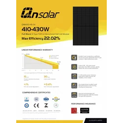 Qn-Solar 420 Full Black N-Type TOPCon Monofacial Half-Cell Module