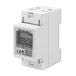 QOLTEC SINGLE-PHASE ENERGY CONSUMPTION METER FOR DIN RAIL | 230V | LCD | 2P