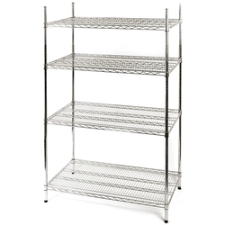 Rack de armazém cromado 4 prateleiras 1060x610x1800mm