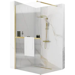 Rea Aero Intimo Gold Brushed N 100 Paroi de douche à l'italienne avec étagère et cintre Evo