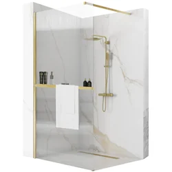 Rea Aero Intimo Gold Brushed N 120 Paroi de douche à l'italienne avec étagère et cintre Evo