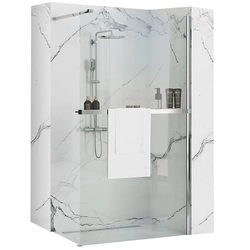 Rea Aero N 110 Transparent shower wall with shelf and Evo hanger