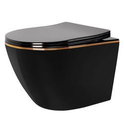 Rea Carlo Mini Randloze Flat Black Gold Edge wandtoiletpot