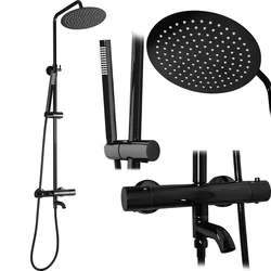 Rea Lungo Black Metallic Shower Set with thermostat