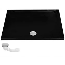 Rea Savoy Black acrylic shower tray 80x100