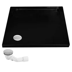 Rea Savoy Black acrylic shower tray 80x80