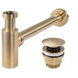 Rea sink siphon with click-clack stopper Rea Brushed Gold