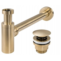 Rea washbasin siphon with click-clack plug Rea Brushed Gold