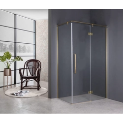 Rectangular shower cabin 80x120 FRESH LINE Sea-Horse gold, transparent glass, right