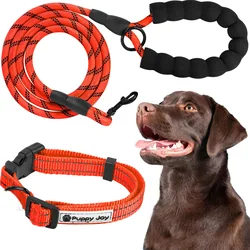 Reflective dog leash and collar PJ-035 red