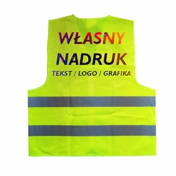 REFLECTIVE VEST WITH A PRINT ON THE BACK 100g / m2